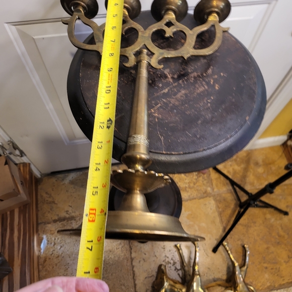 Antique Brass / Bronze Pair of 4 Candle  Candelabras 16.5' - Picture 13 of 14